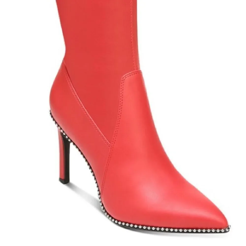 NWT BAR III 6.5/8.5/9/9.5  Millie Over the Knee Red Pu Leather High Heels Boots